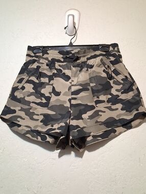 ZARA Camo Print Short Drawstring Cargo SzS Black/Green‎ Baggy Athletic Vacation